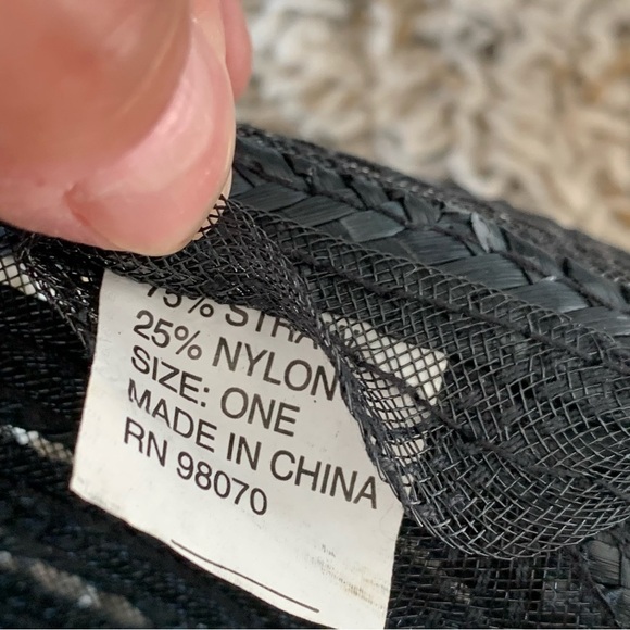 Vintage Black Straw Hat - Picture 6 of 7